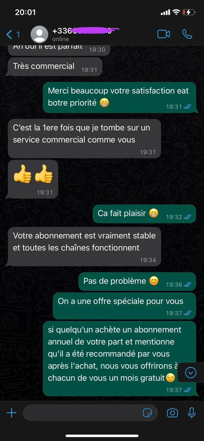 Avis client IPTV Maroc satisfait 1
